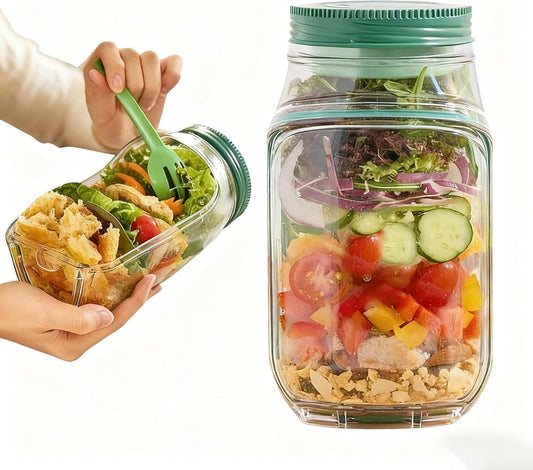 Portable Salad Jar with Side Opening