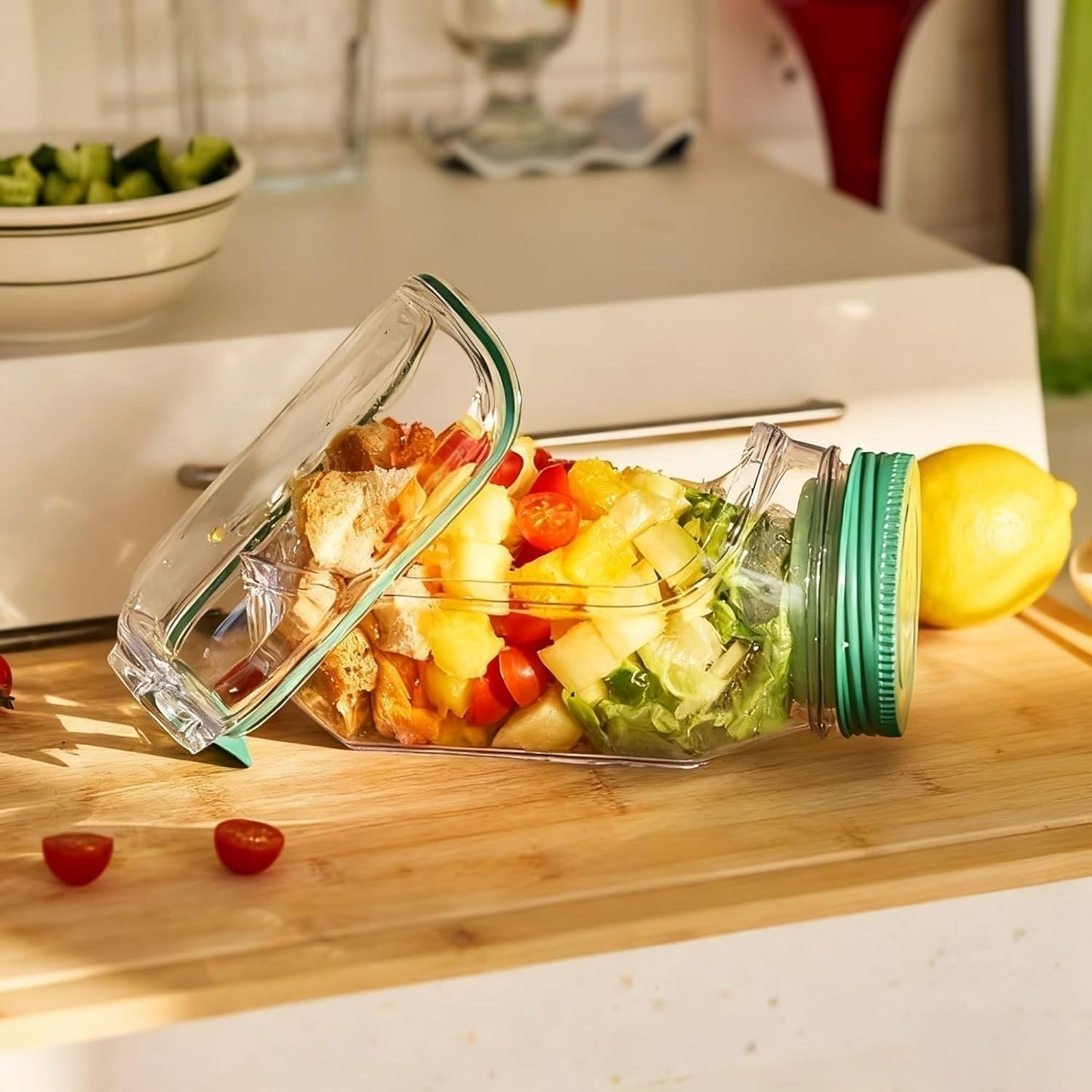 Portable Salad Jar with Side Opening