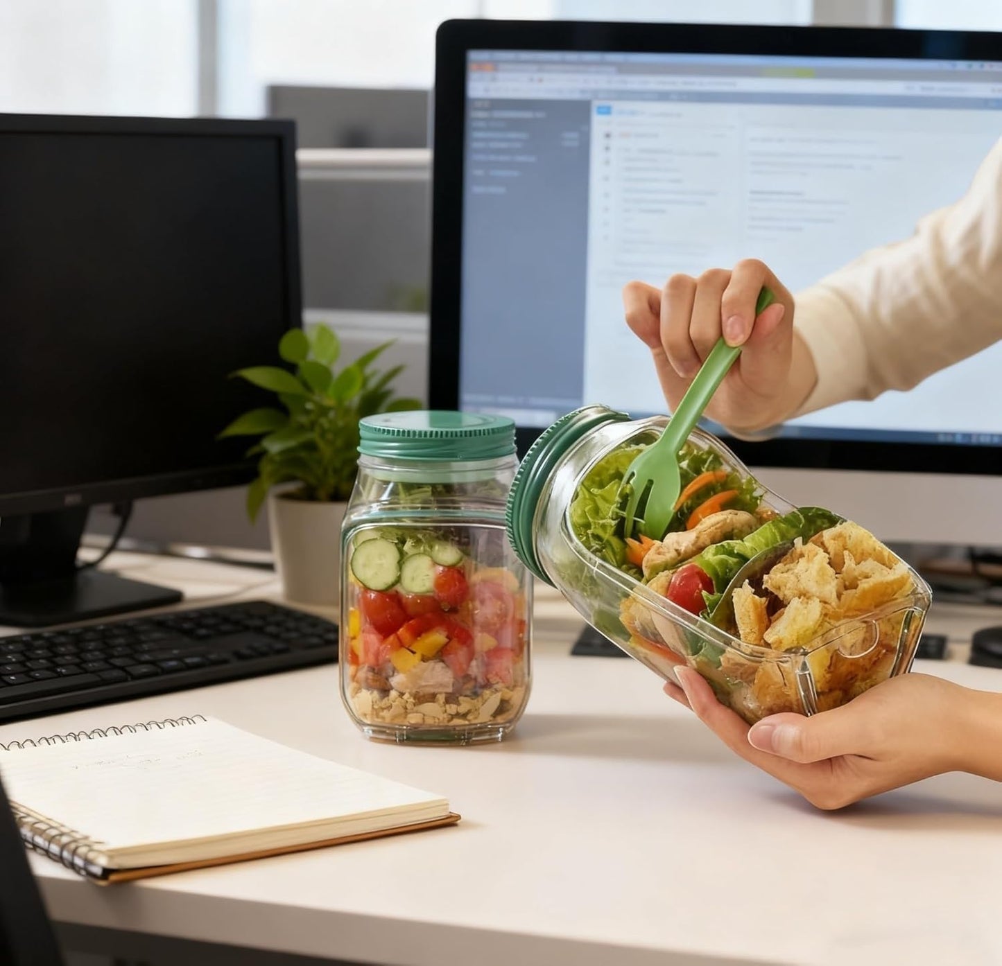 Portable Salad Jar with Side Opening