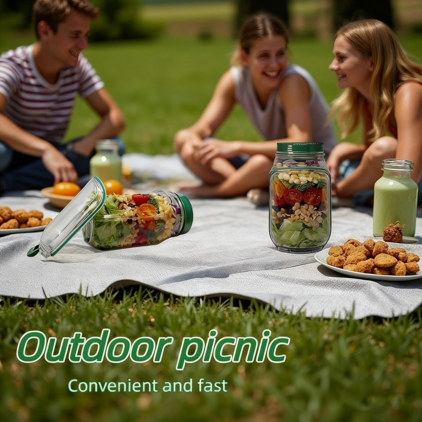 Portable Salad Jar with Side Opening