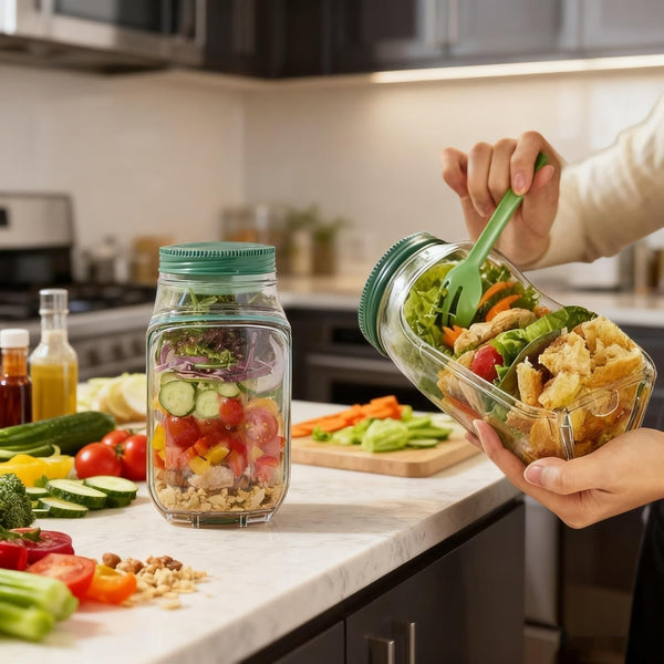 Portable Salad Jar with Side Opening