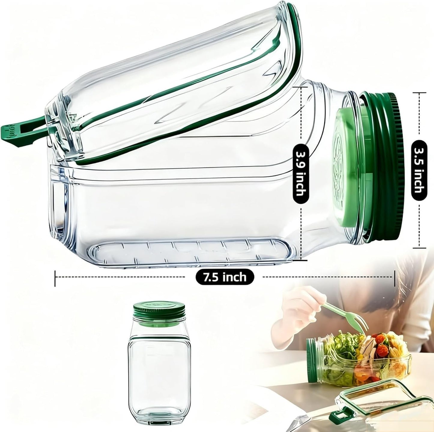 Portable Salad Jar with Side Opening
