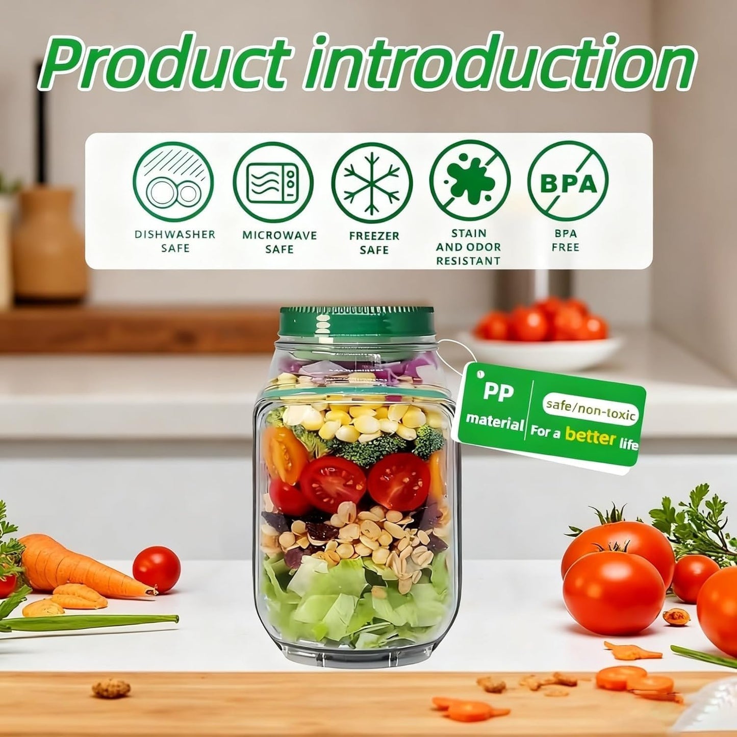Portable Salad Jar with Side Opening