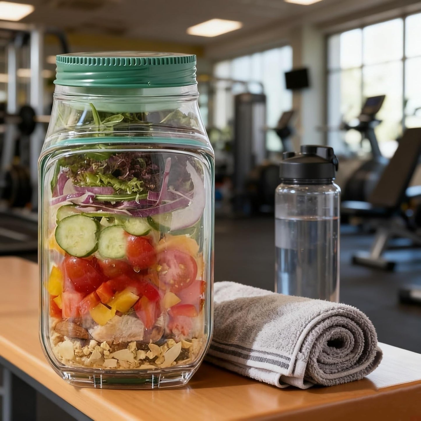 Portable Salad Jar with Side Opening